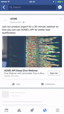 Eample of a facebook lead ad