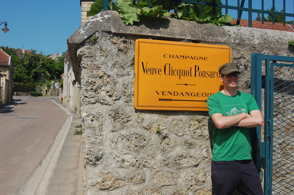 Tom at the Veuve Cliquot Sign